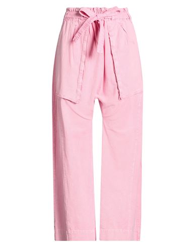 Woman Pants Pink Size M Cotton, Linen