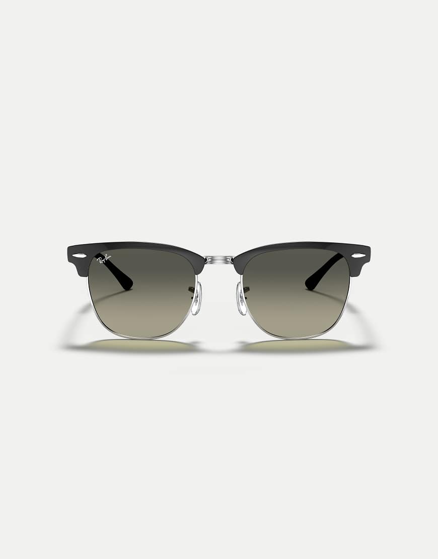 Clubmaster sunglasses with grey lens in black on silver