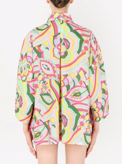 Abstract-print silk shirt