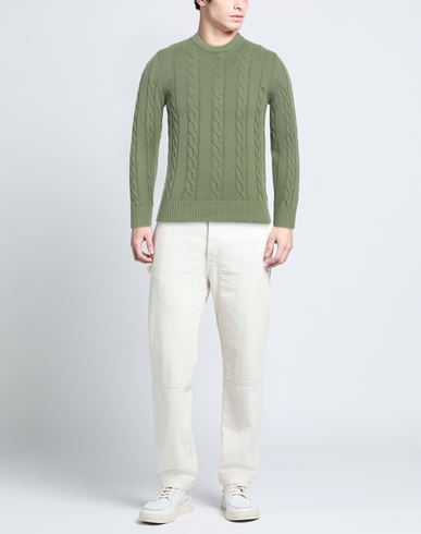 Man Sweater Military green Size 40 Cotton