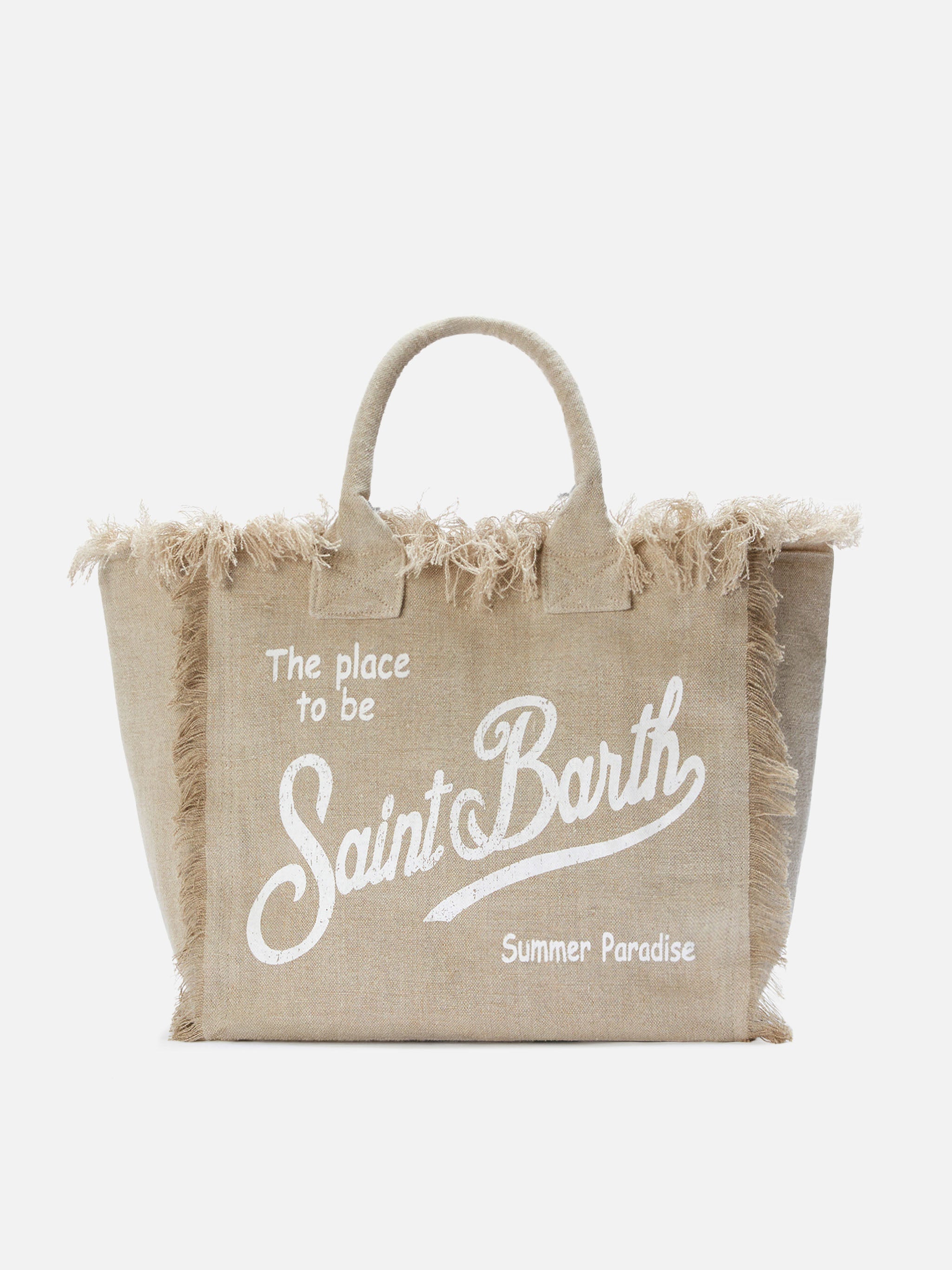 Beige Solid Color Linen Vanity Regular Bag __single__ - Unisex