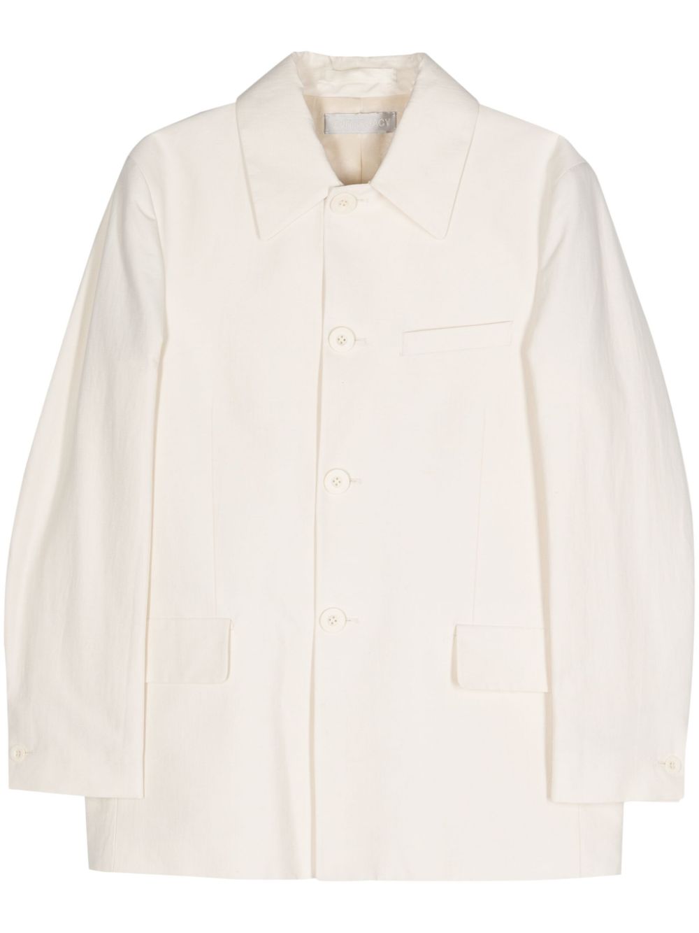 Button-up cotton-blend jacket - Neutrals