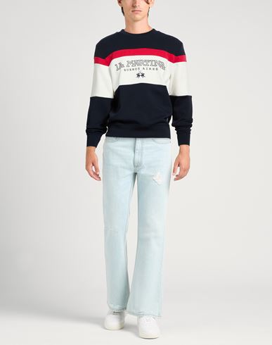 Man Sweatshirt Navy Size L Cotton, Polyester, Elastane