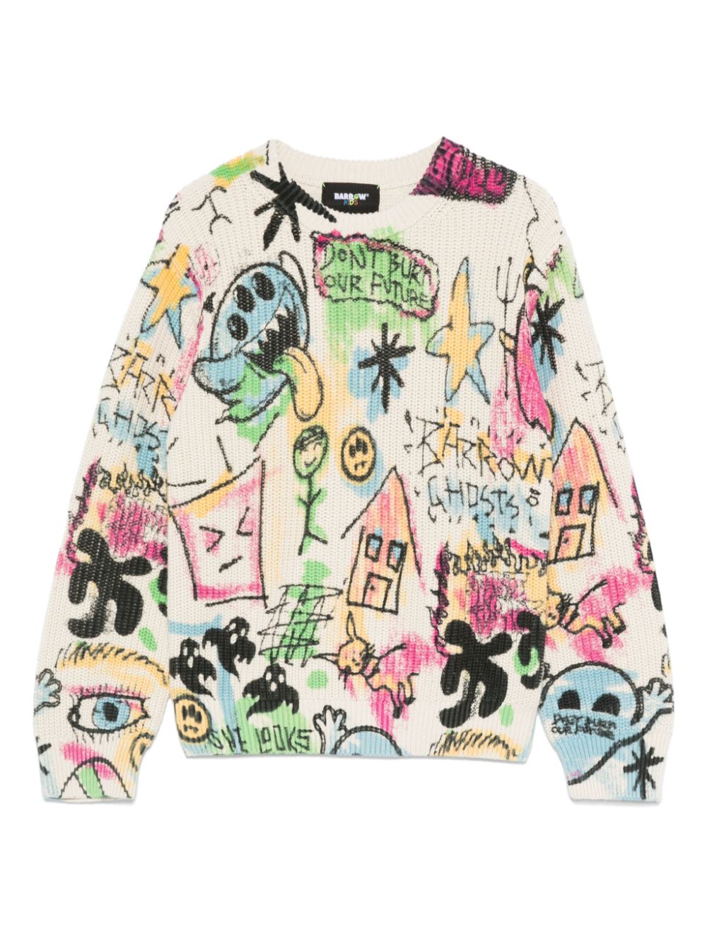 Graffiti-print sweater - Neutrals