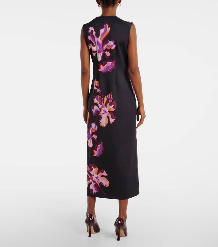Floral neoprene midi dress