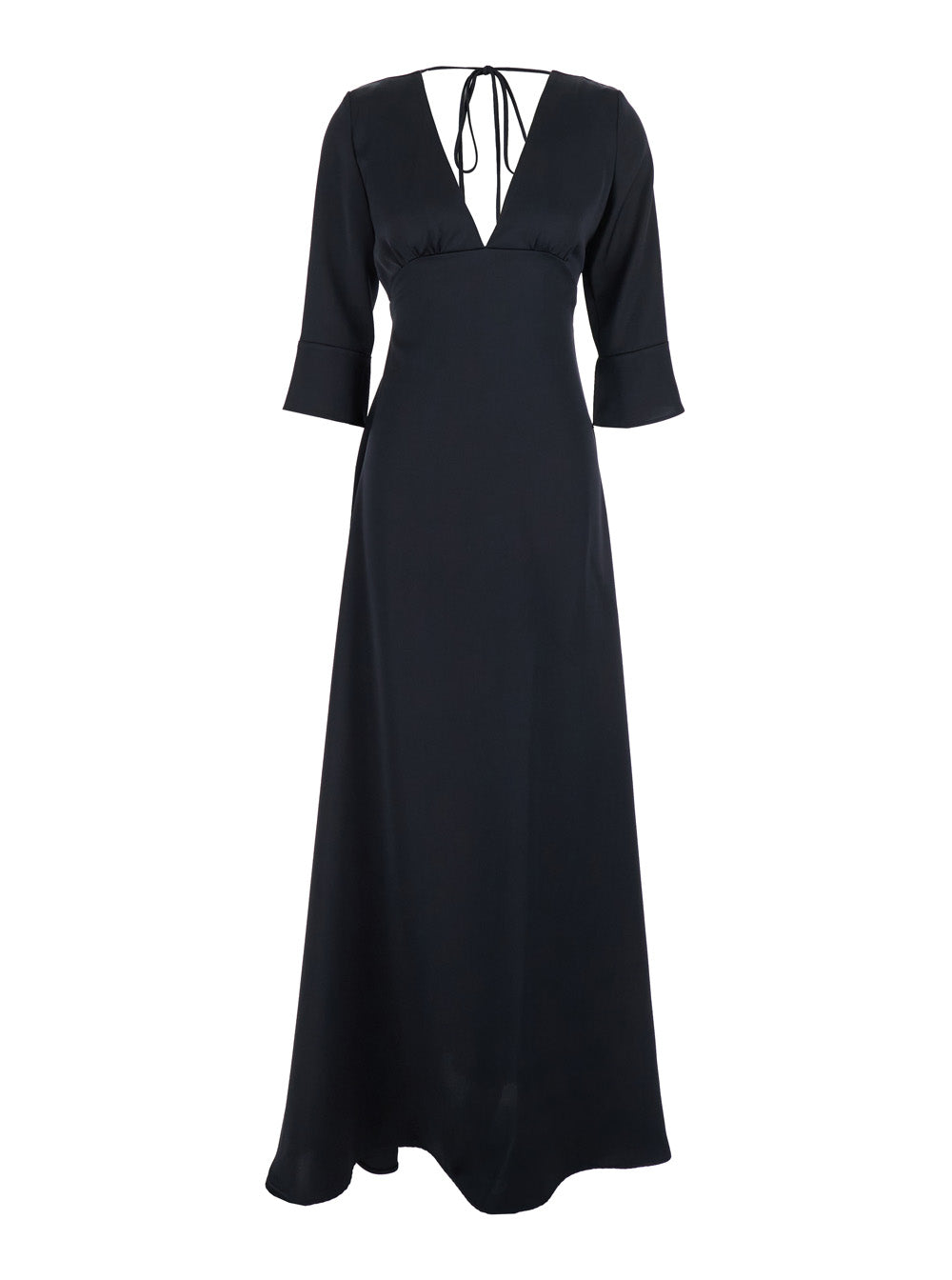 V-Neck with Back Bow Maxi Dress — Black