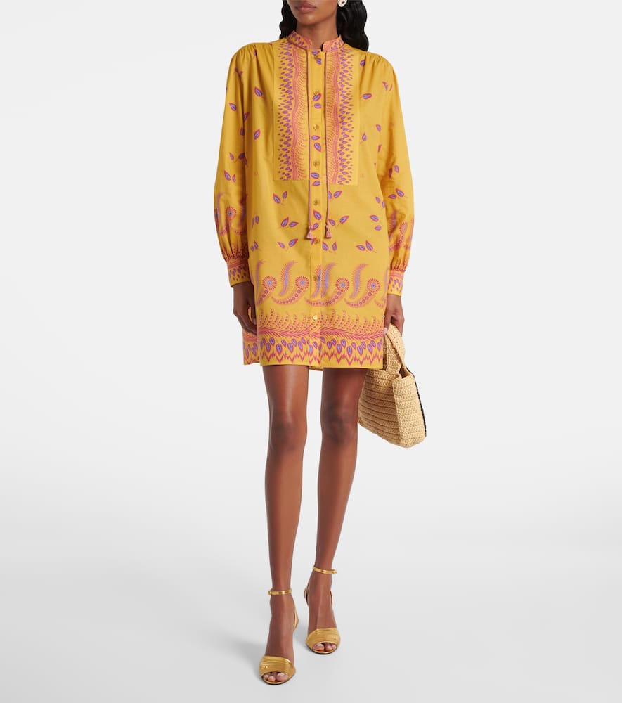 Printed cotton muslin shirt dress