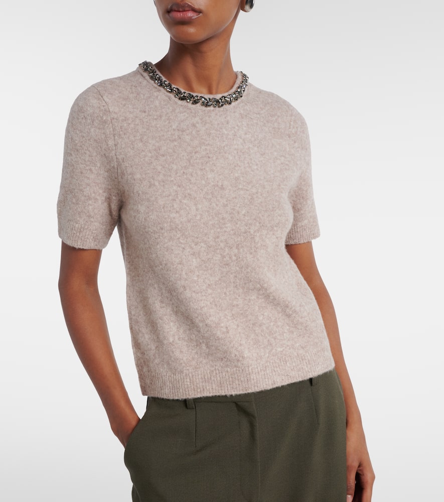 Briana embellished wool-blend top