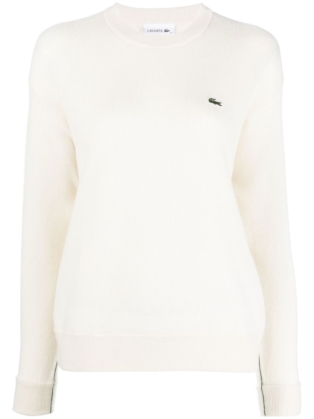 Logo-patch crew-neck jumper - White