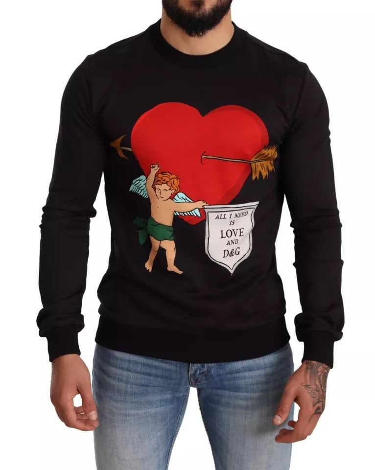 Cupid Print Sweatshirt — Black