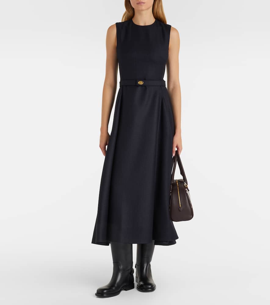 Prince of Wales check wool midi dress