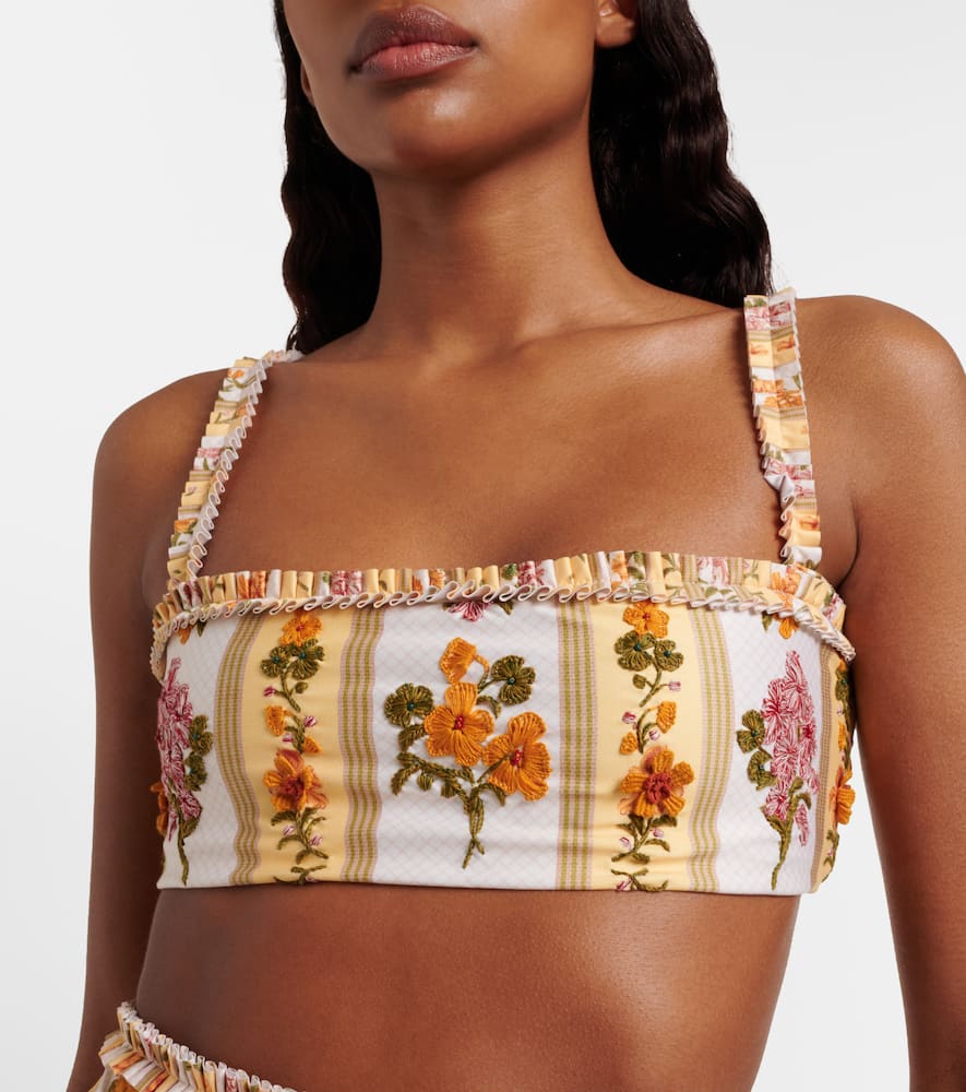 Floral embroidered bikini top