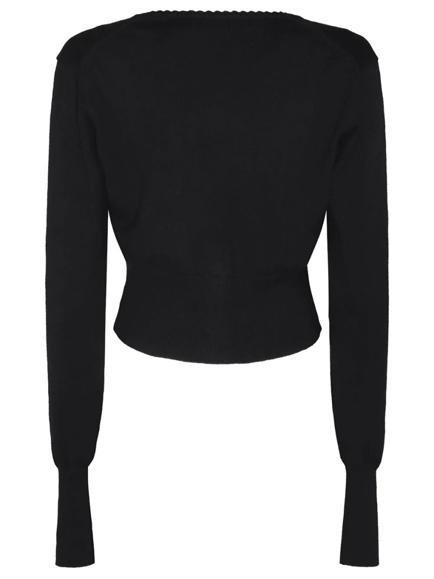 Black Solid Knitted Cardigan