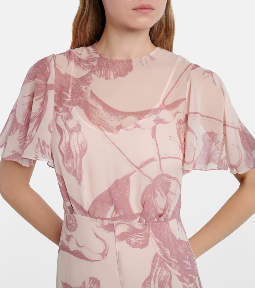 Printed silk midi dress