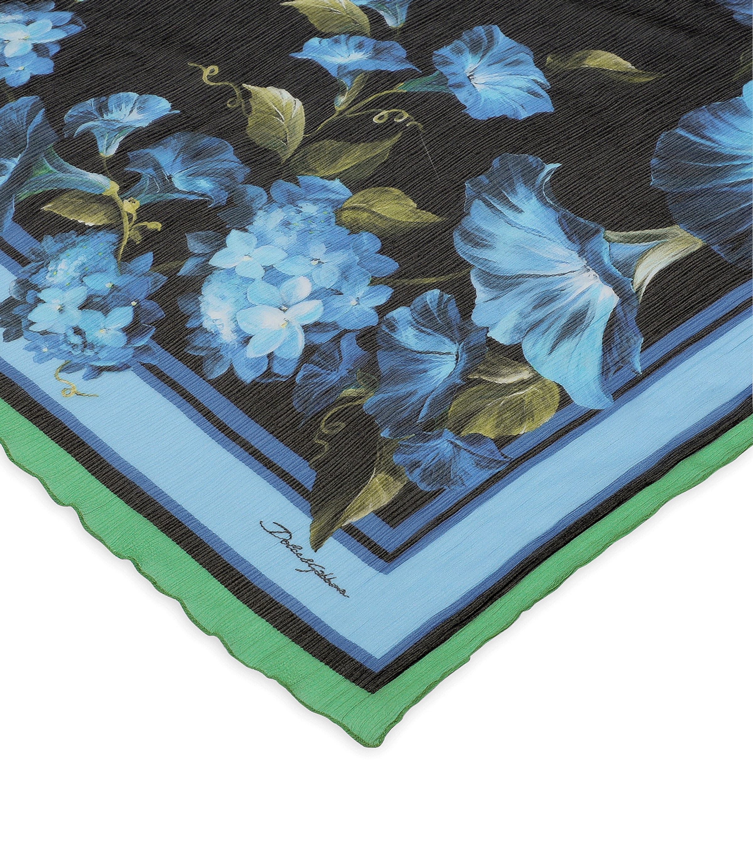 Silk Crepon Foulard Floral Print Scarf