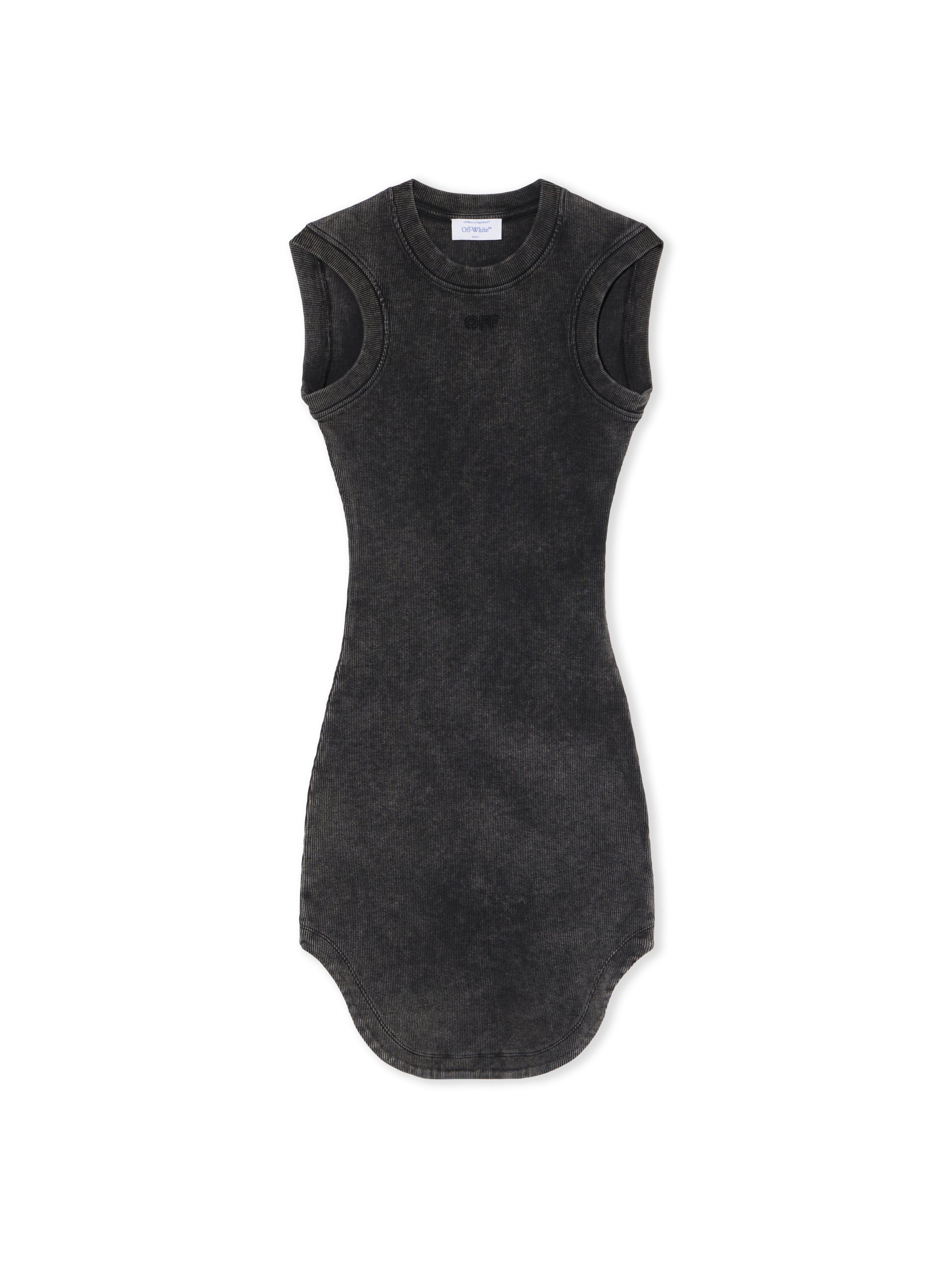 Off Stamp Ribbed Kat Mini Dress - Female Dresses Marble Black