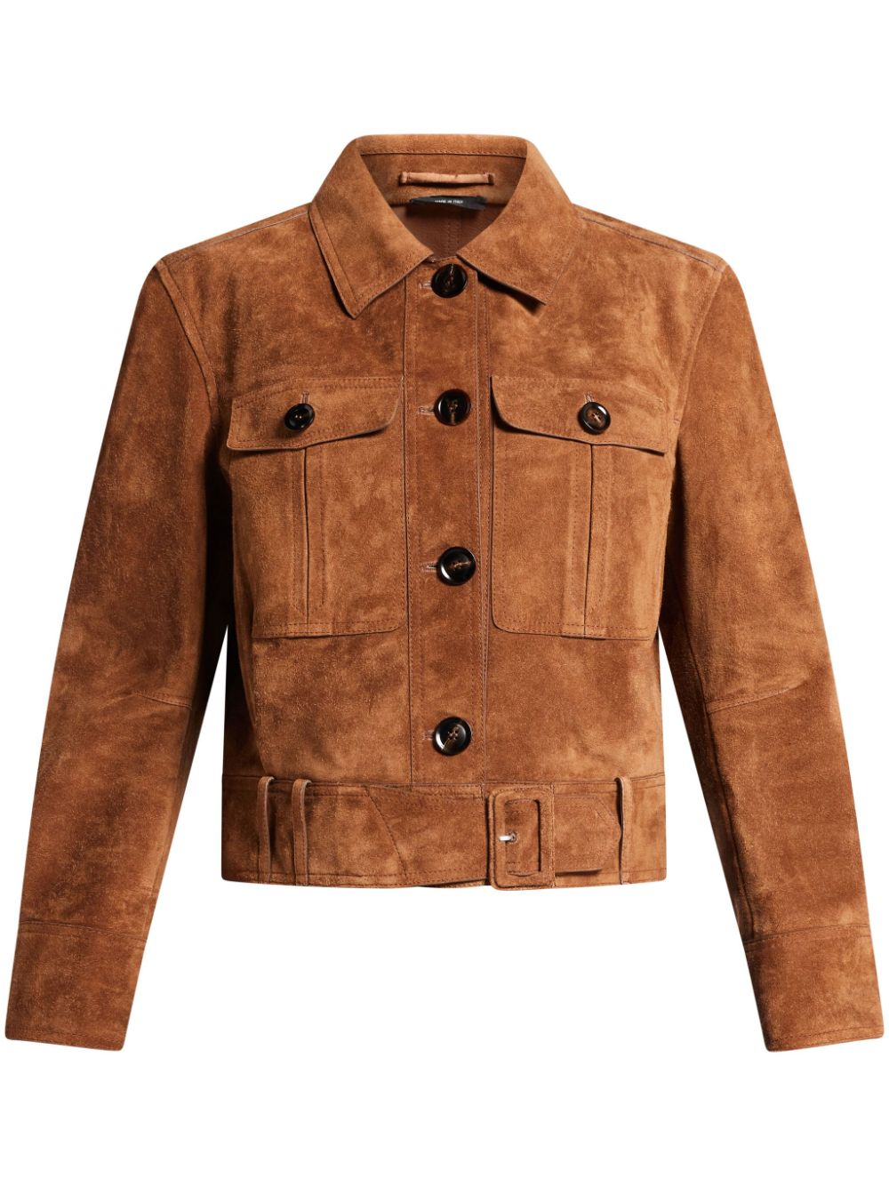 Cropped suede jacket - Brown