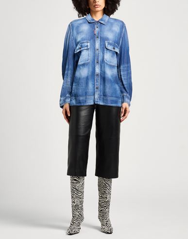 Woman Denim shirt Blue Size 2 Cotton, Elastane
