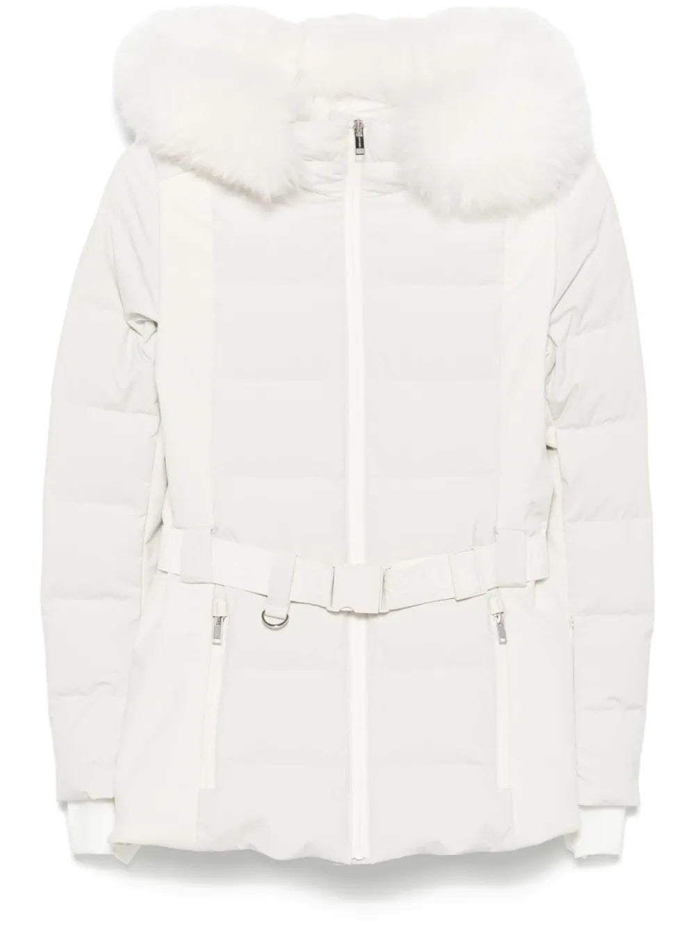 Belted Ski Down Jacket — White