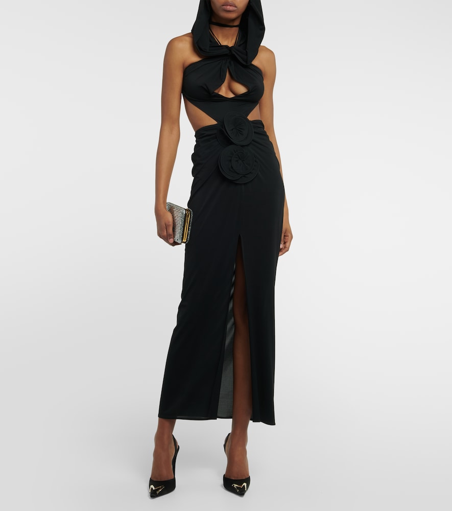 Hooded cutout midi dress