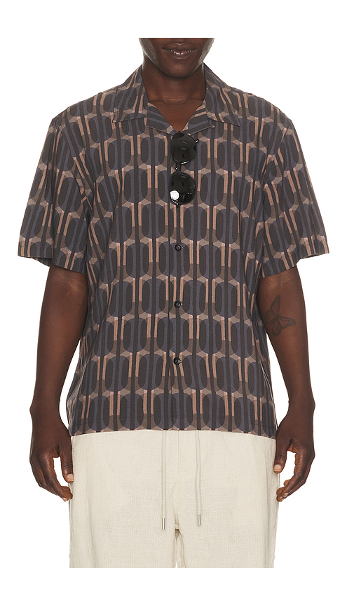 Rag & Bone Avery Printed Shirt in Brown Harold Print - Brown. L also in M, S, XL/1X