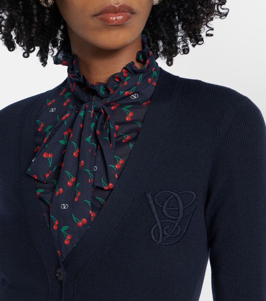 Ruffled virgin wool cardigan