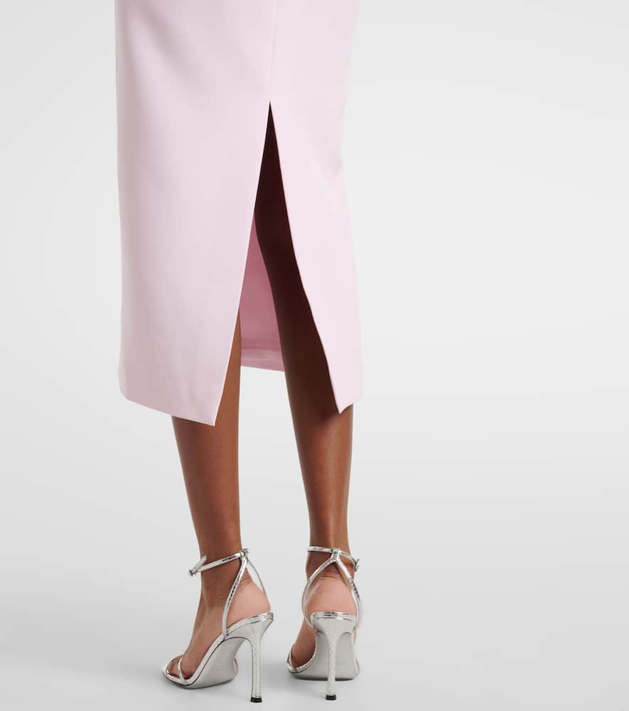 Asymmetric draped crêpe midi dress