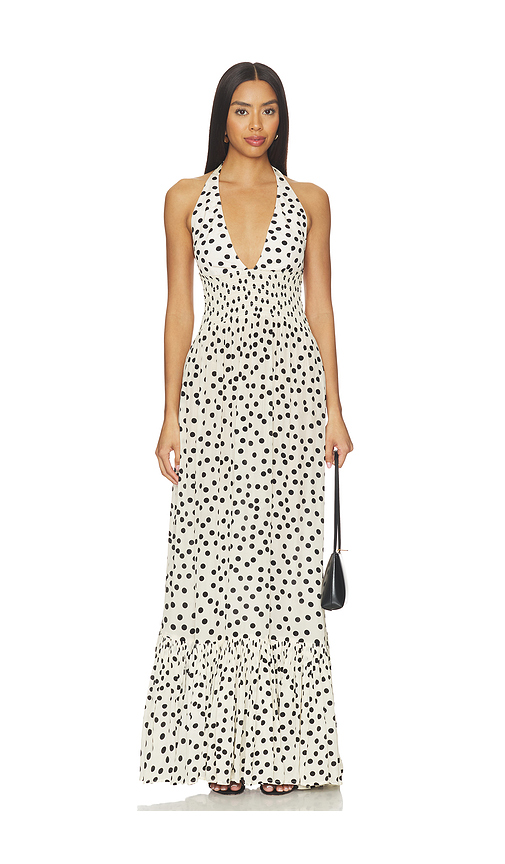 Leslie Amon Ari Halter Maxi Dress in White. S. Also in XS, M