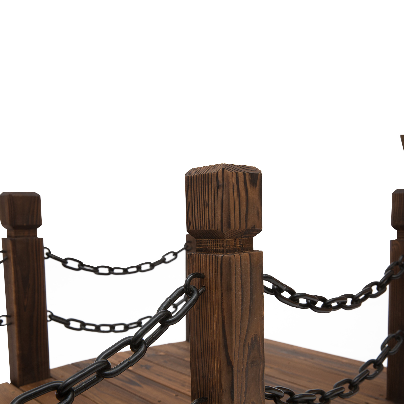 Outsunny Fir Garden Path: Wooden Bridge with Metal Railings for Ponds & Streams Aosom.co
