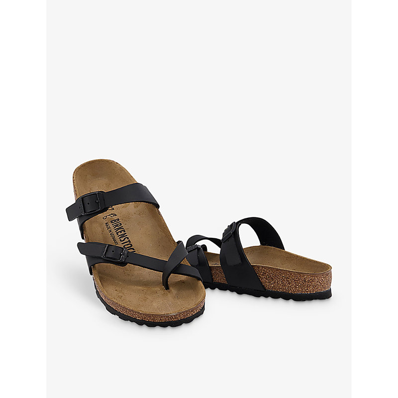 Womens Black Mayari Cross-strap Faux-leather Sandals