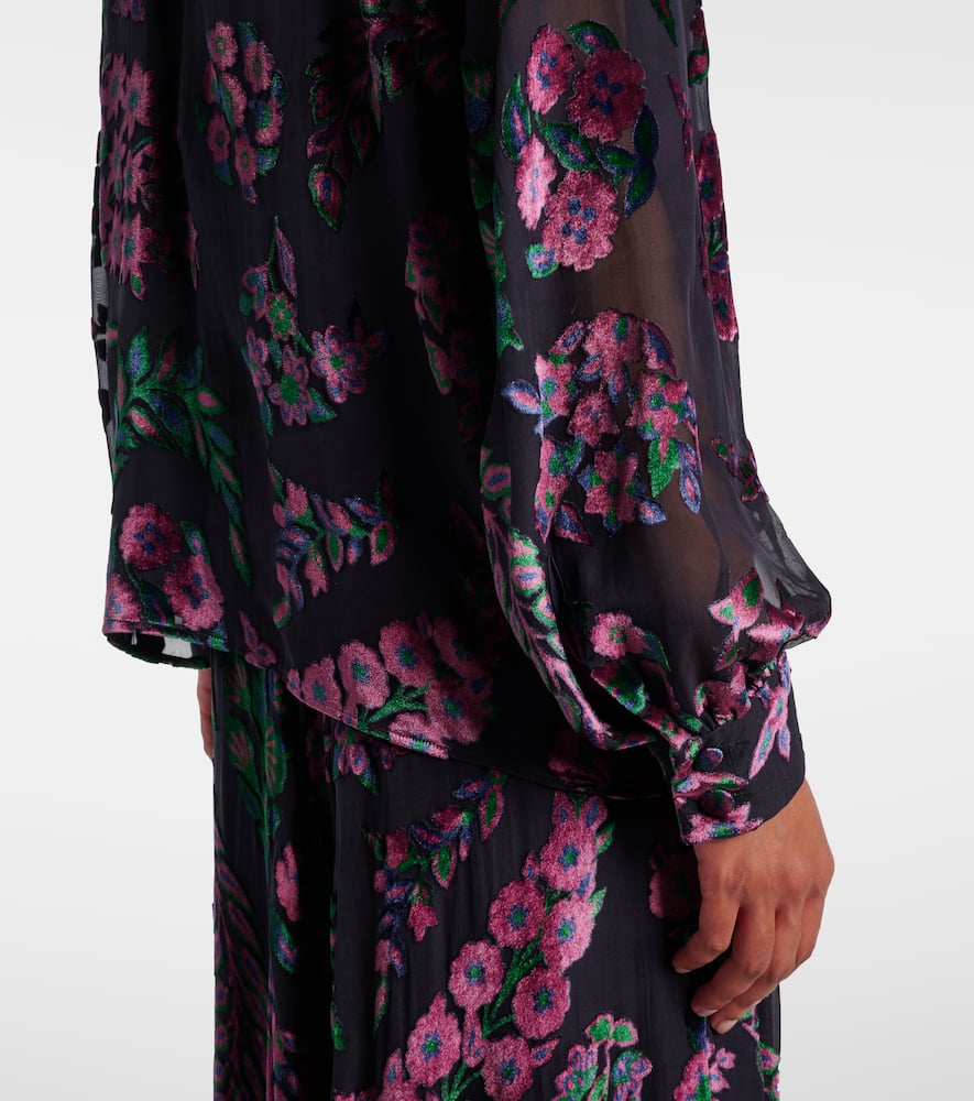 Printed tie-neck blouse