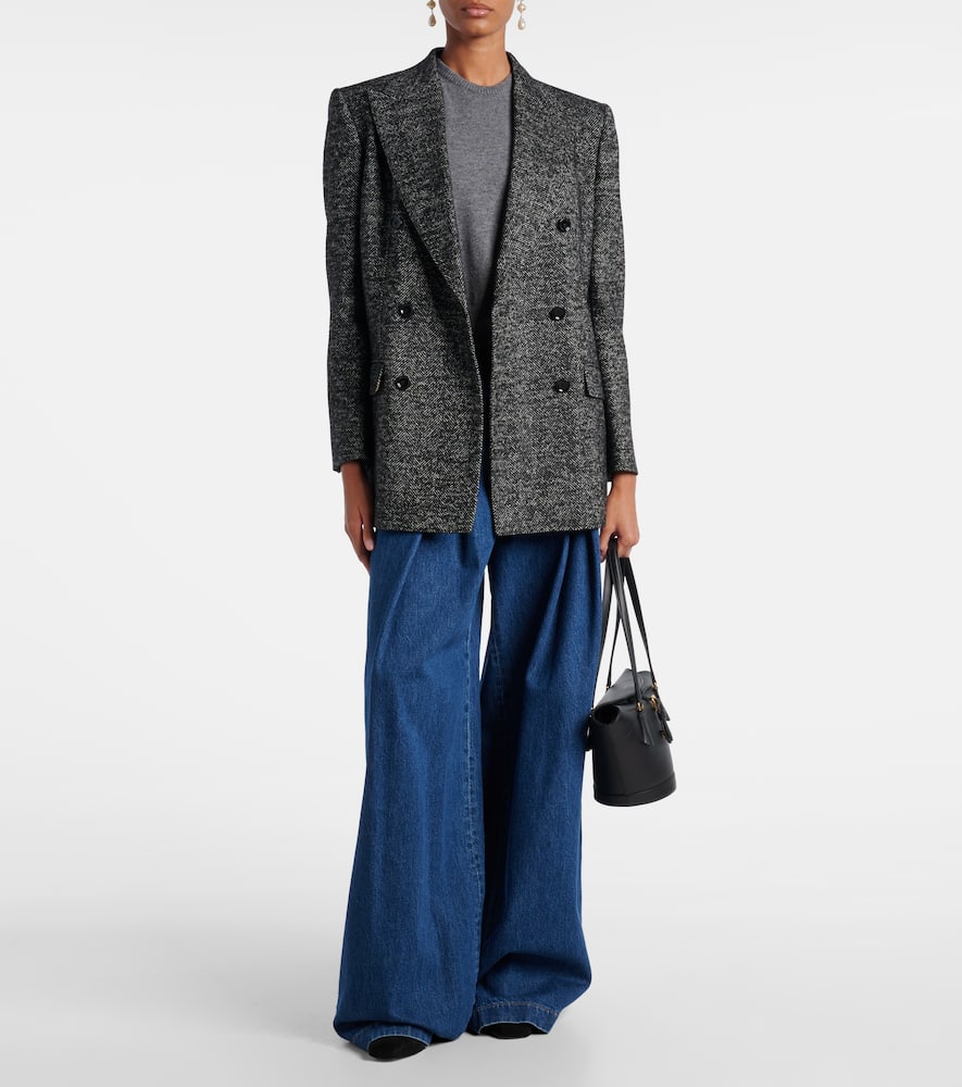 Double-breasted wool-blend jacket