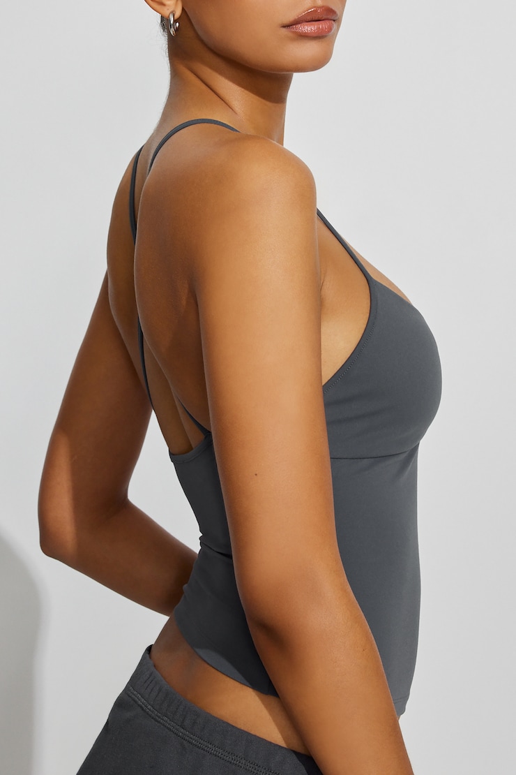 Sleek Underbust Crossback Cami Top - Greys - Women Clothing