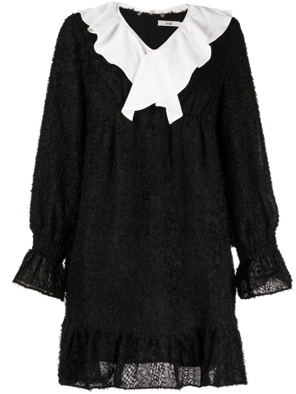 Ruffle-detailing textured-finish dress - Black