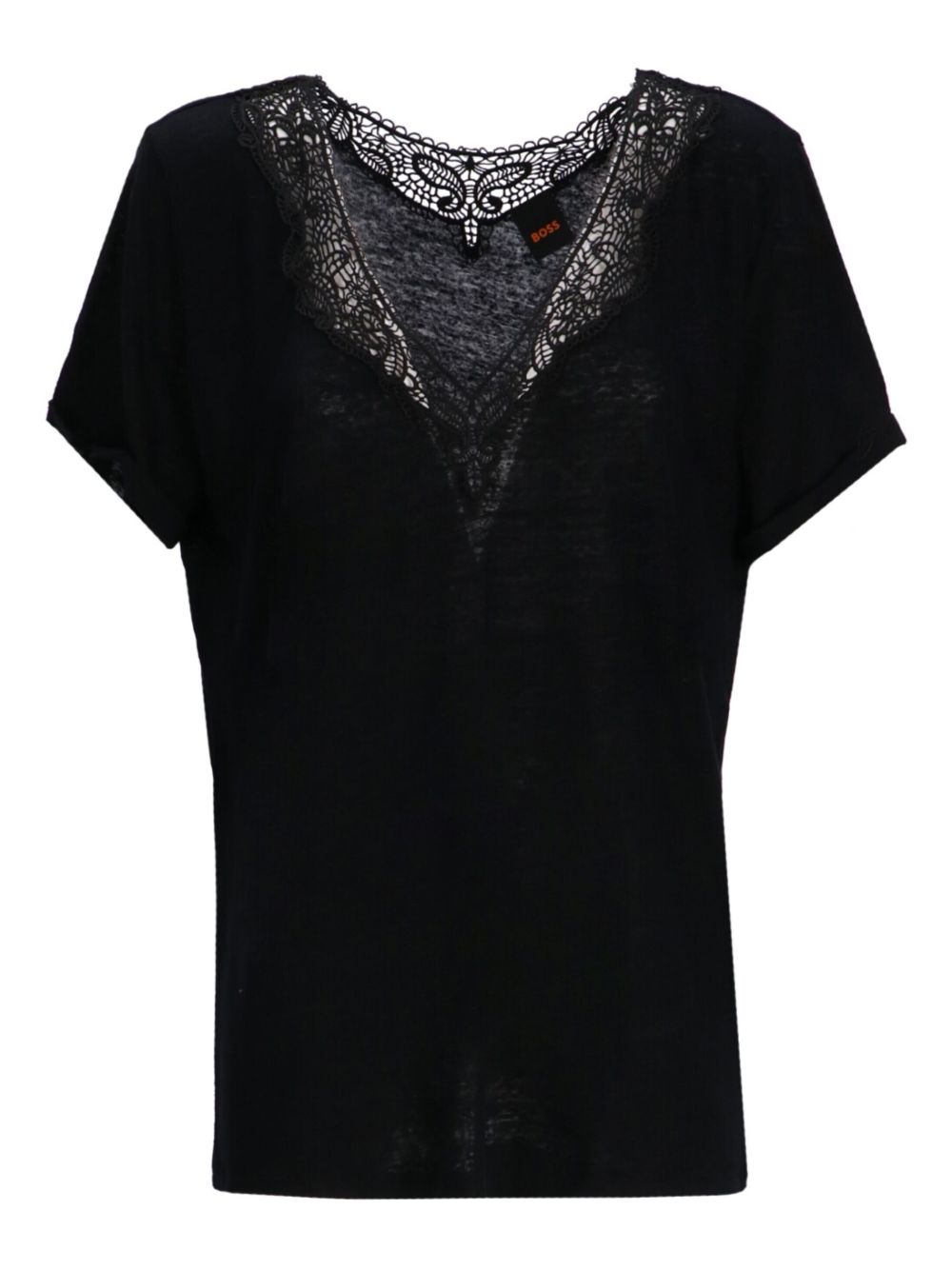 Lace-trimmed T-shirt - Black