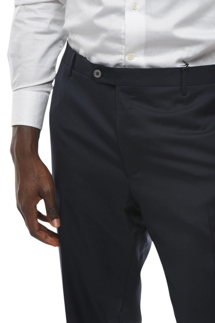 Blue Flat Front Trousers