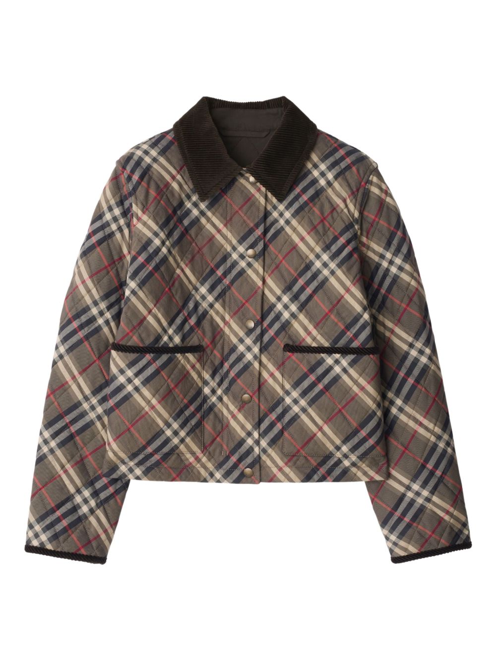 Check quilted jacket - Brown