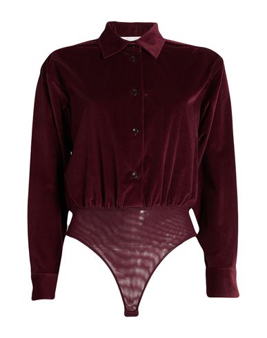 Woman Bodysuit Burgundy Size 4 Cotton, Elastane