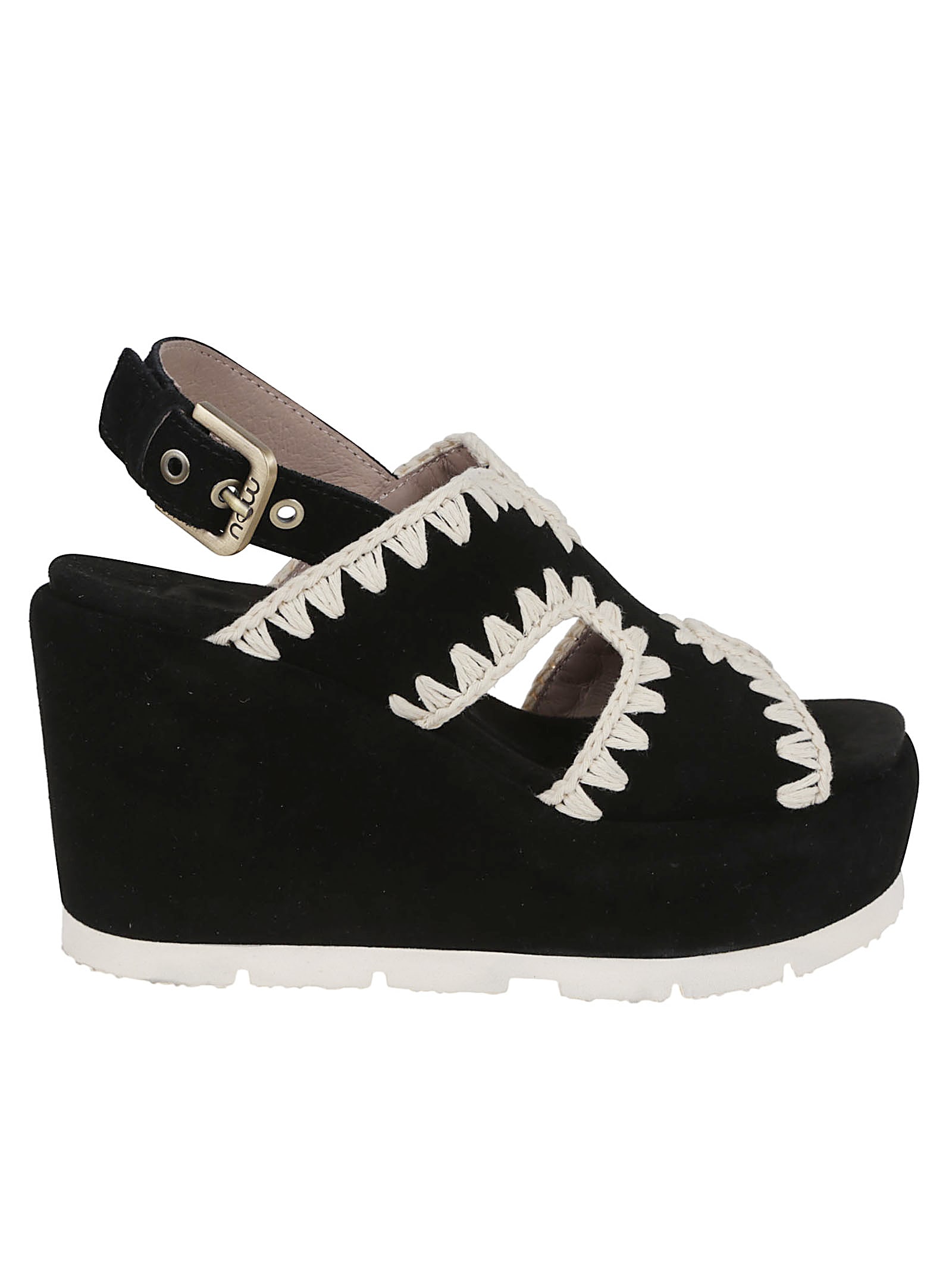 Mou 여성 Eva Wedge Back Strap MU.SW711002A BKWH BLACK WHITE