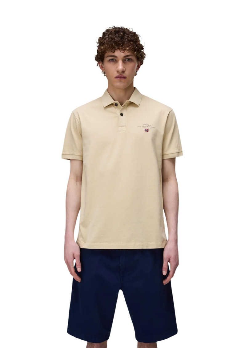 Natural None Solid Shirt Collar Polo
