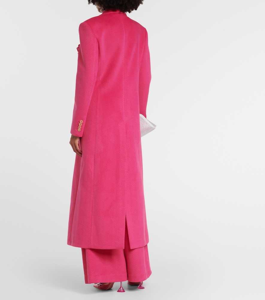 Floral-appliqué double-breasted coat