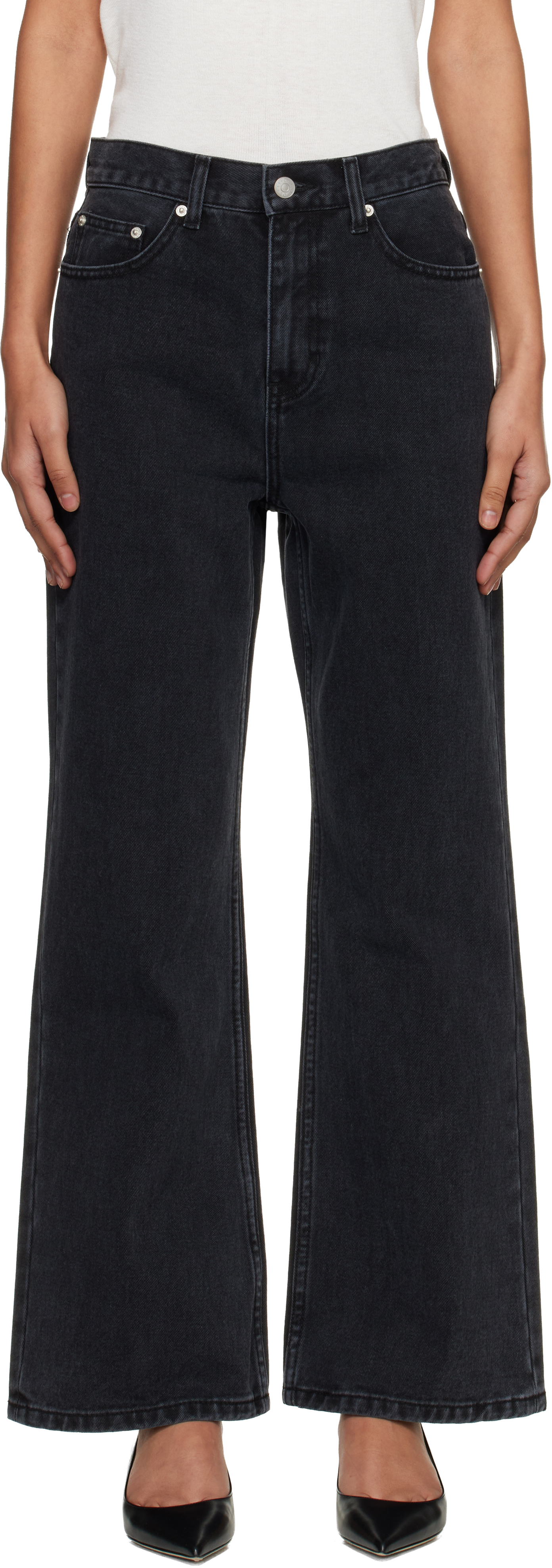 Black Relaxed Flared Jeans