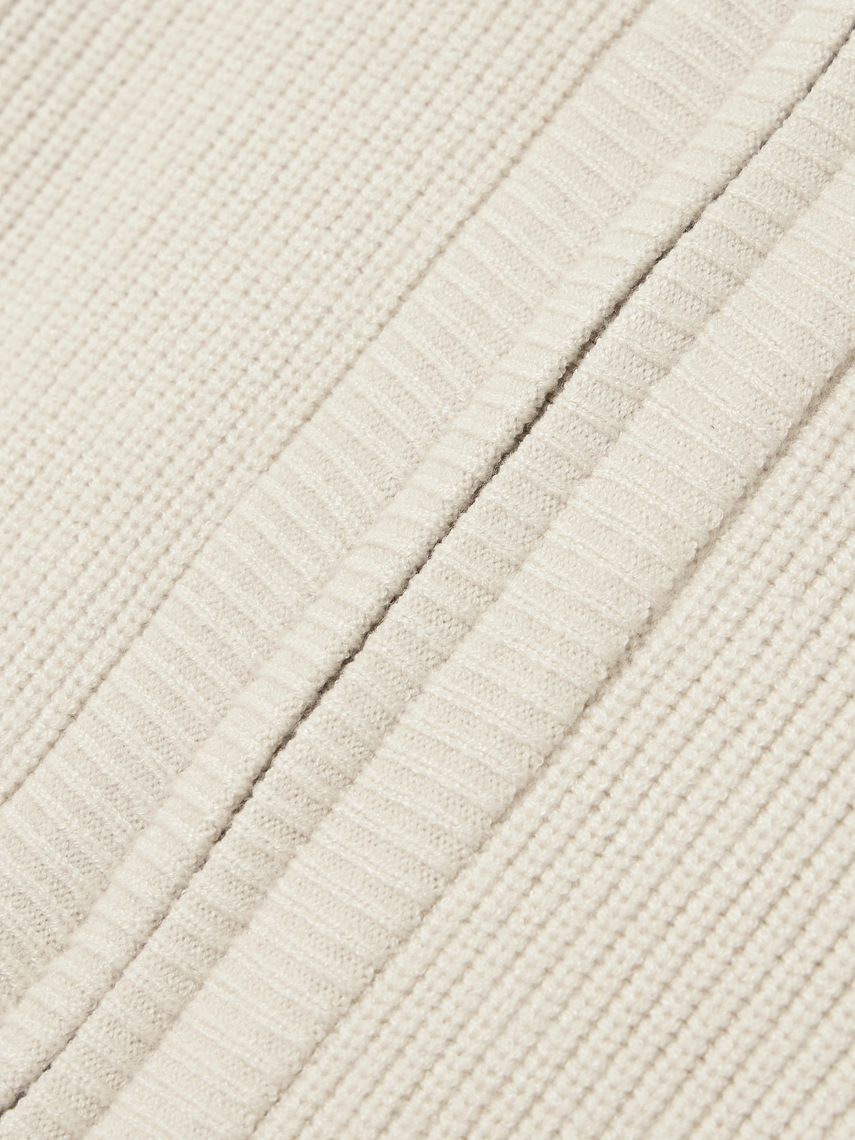 Enrico Ribbed-knit Turtleneck Cardigan - Cream