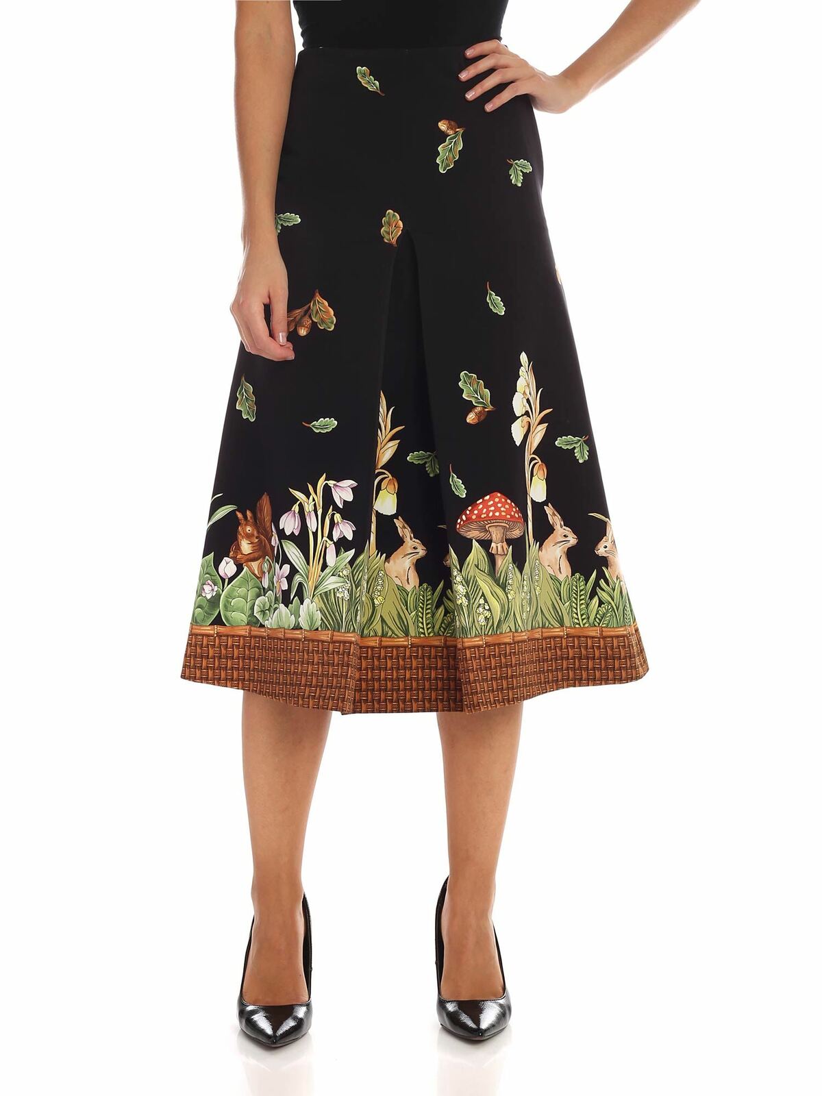 Forest printed skirt in black