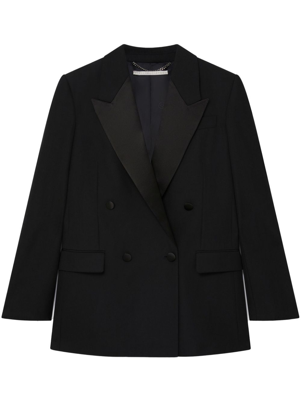 Tuxedo satin-lapels wool blazer - Black