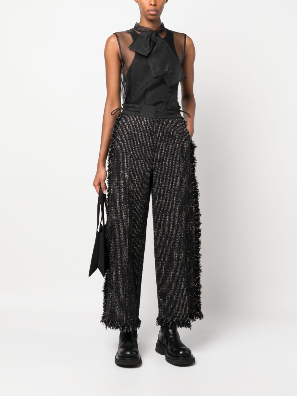 - Wide Leg Tweed Trousers