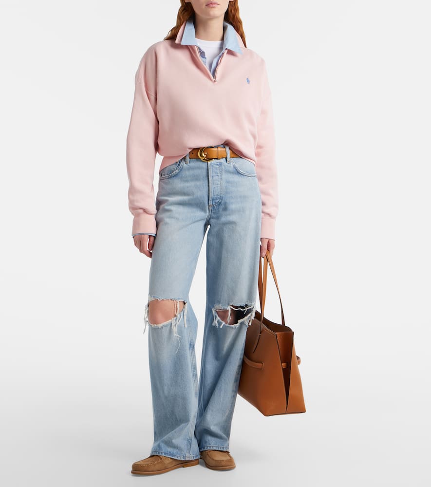 Cotton-blend fleece half-zip sweatshirt