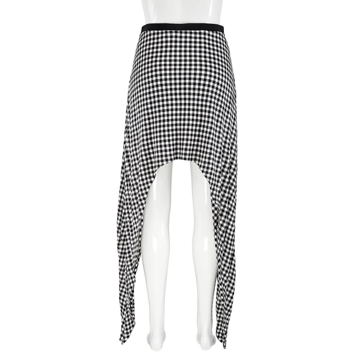 Ladies Black Gingham Check Back Tie Skirt