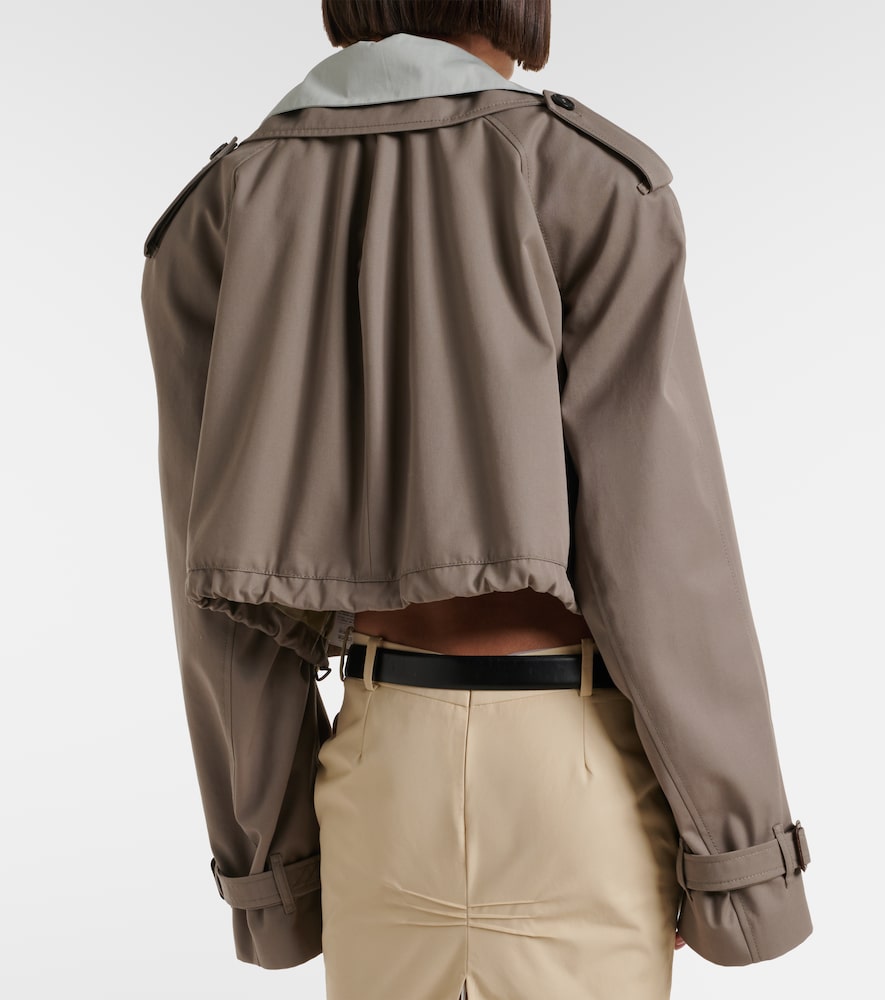 Cropped gabardine trench coat