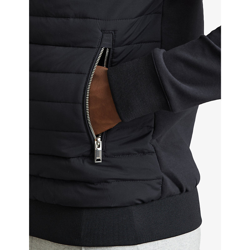 Mens Navy Freddie Hybrid Regular-fit Quilted Cotton Jacket